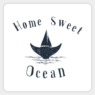 Home Sweet Ocean with a Sailing Boat and a Whale Sticker